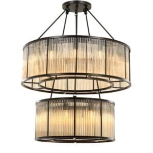 BERNARDI CHANDELIER - BRONZE / VINTAGE GLASS