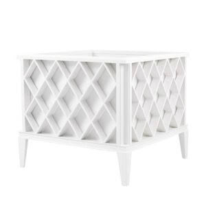 White geometric patterned modern storage coffee table