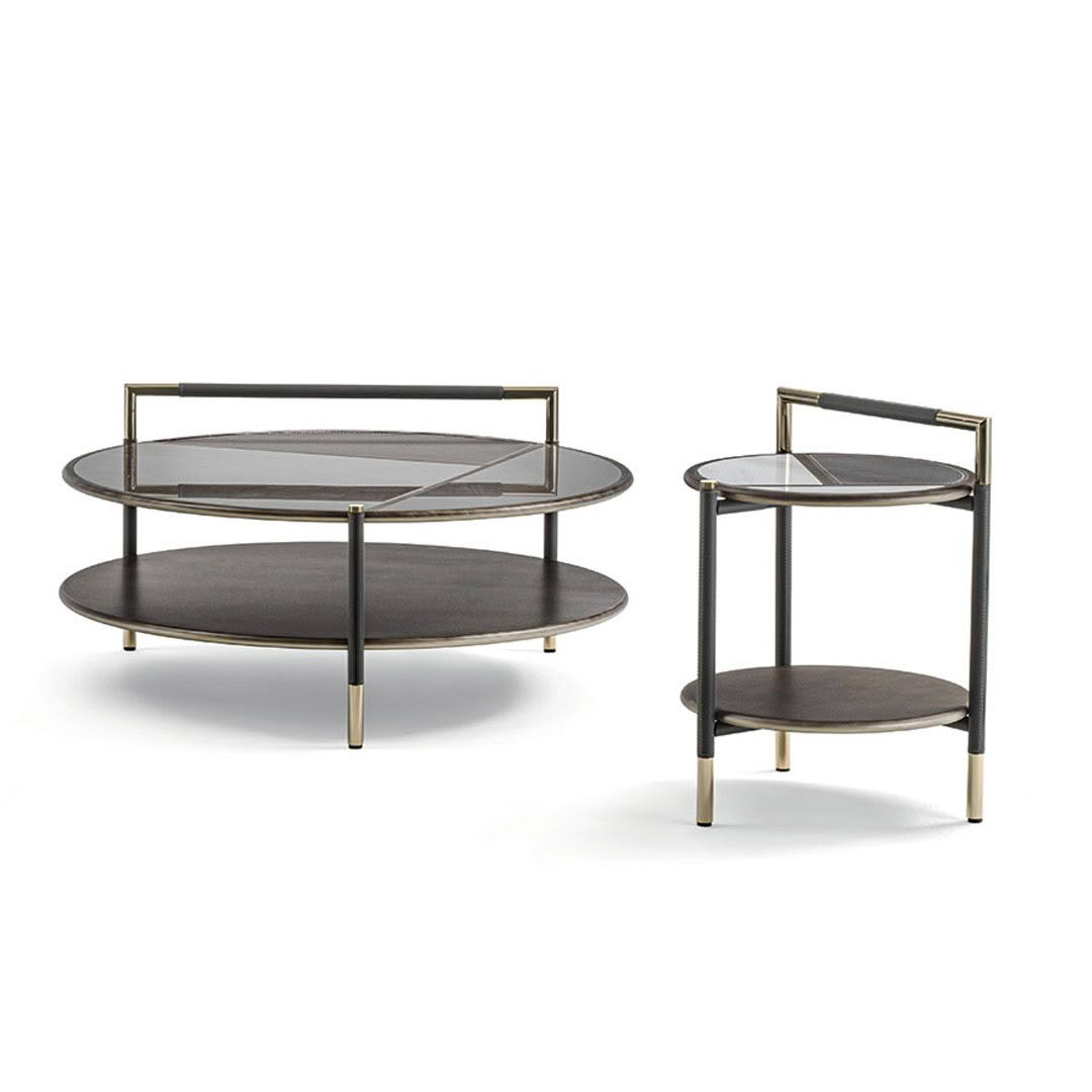 Modern glass and metal coffee and side tables