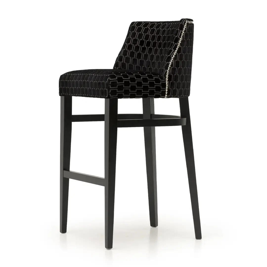 Black patterned bar stool on white background