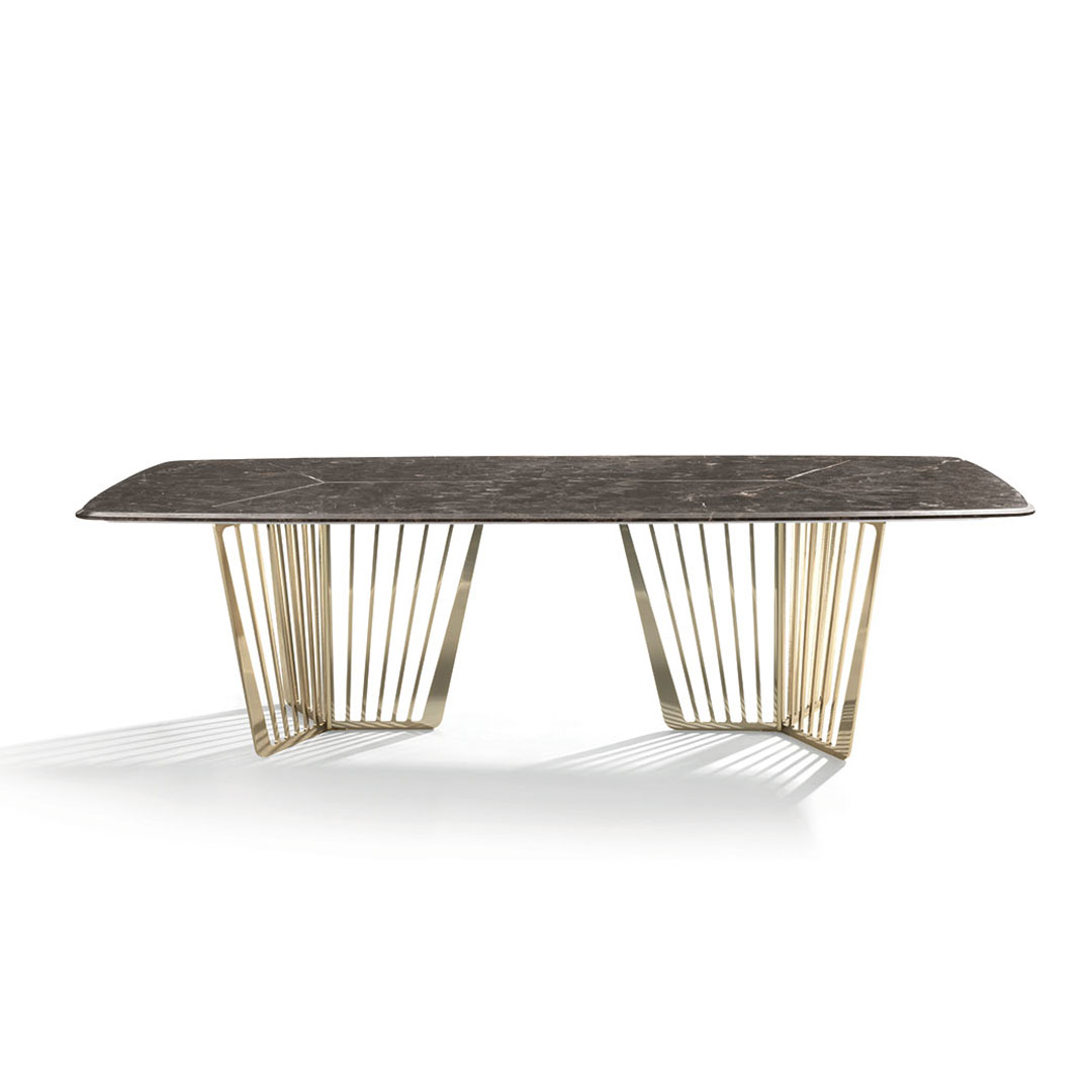 Elegant marble table with gold-toned metal legs