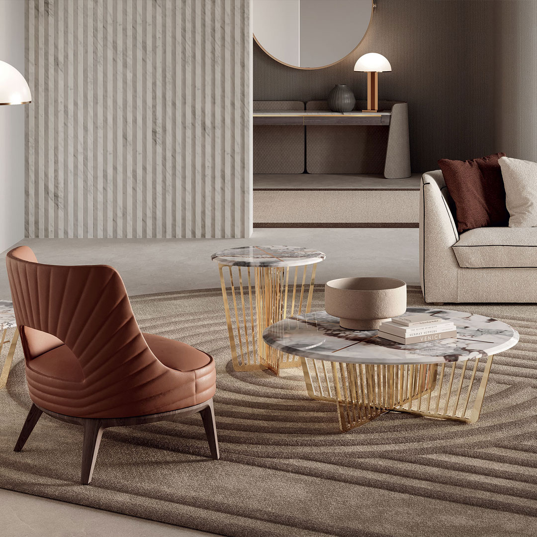 Elegant modern living room interior with stylish furniture