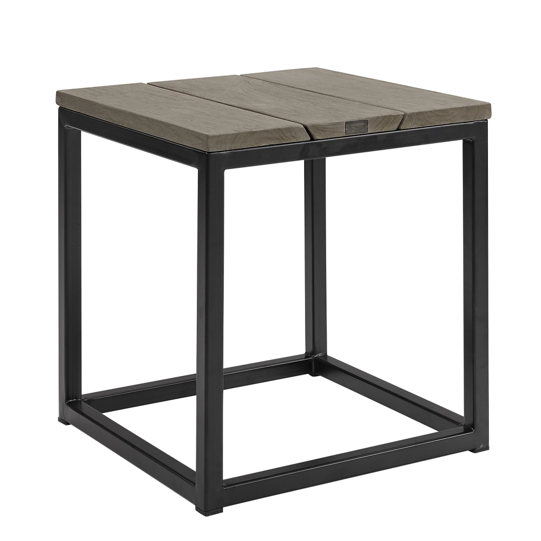 Modern square side table with black metal frame