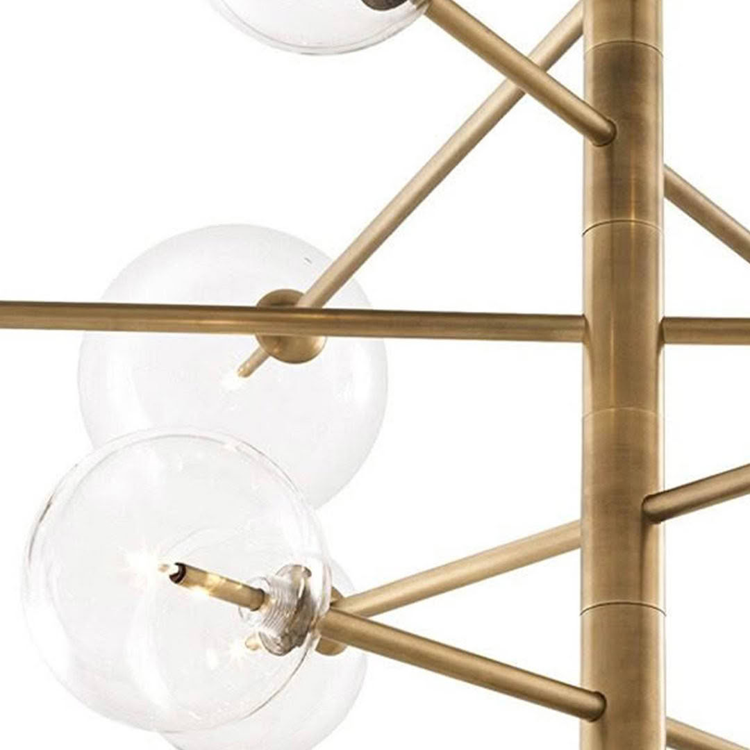 Modern gold chandelier with clear glass bulbs
