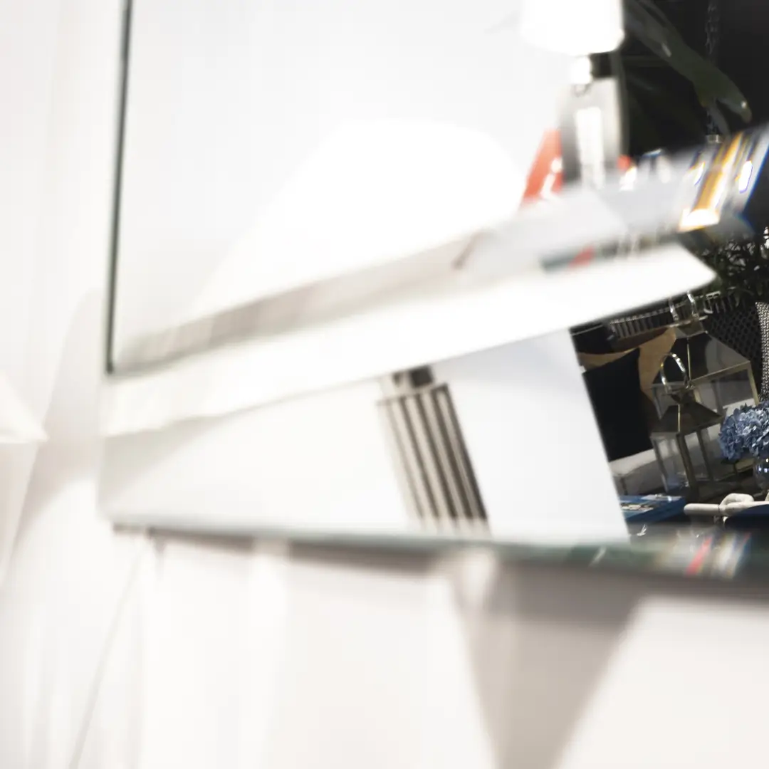 Close-up of an open modern laptop in bright room