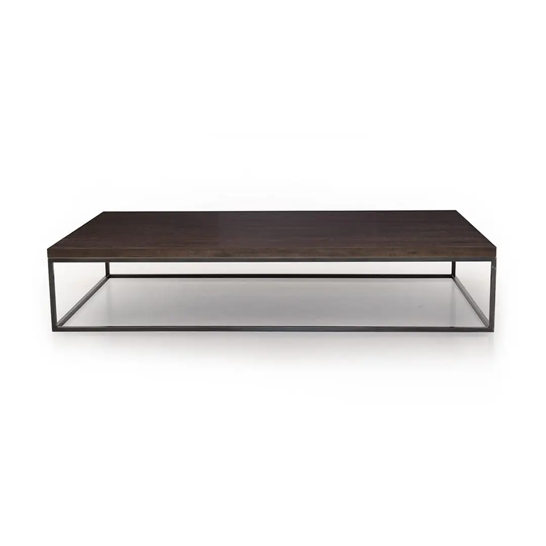 Modern dark wood coffee table with metal frame