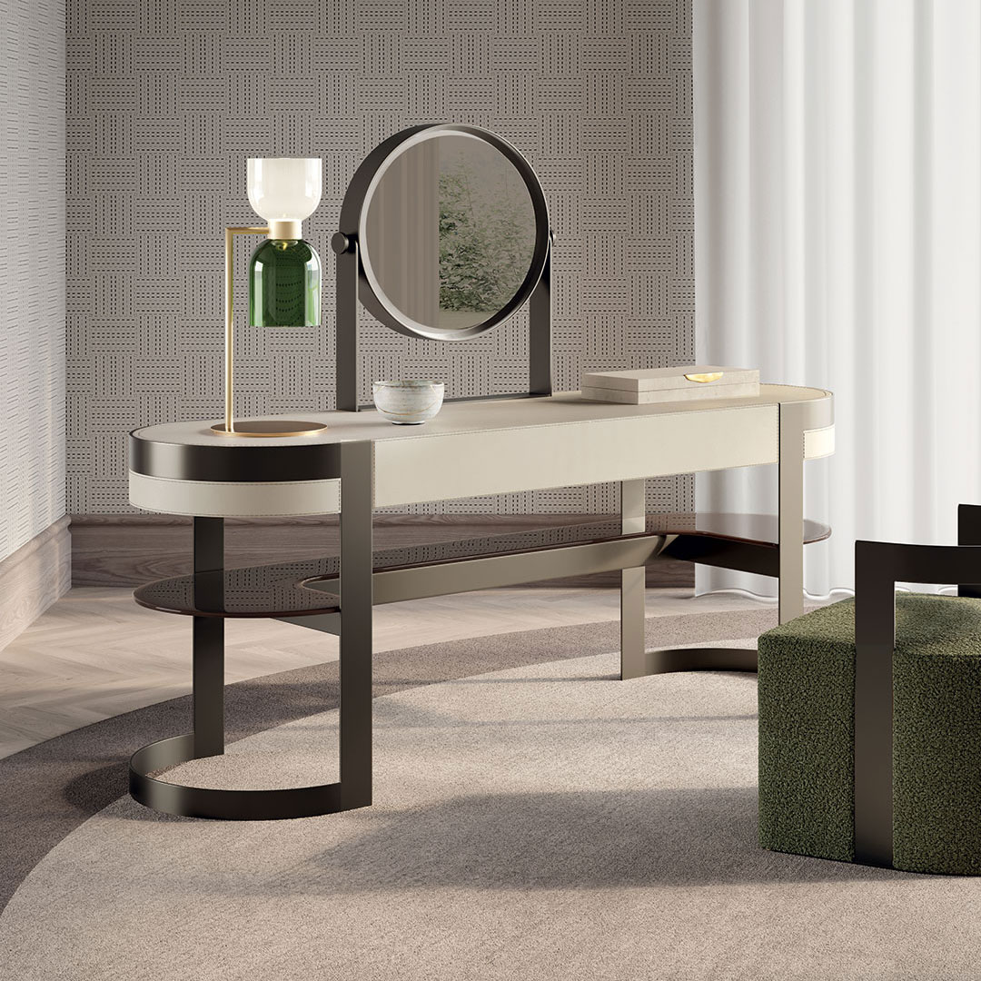 Modern vanity table with mirror in stylish interior