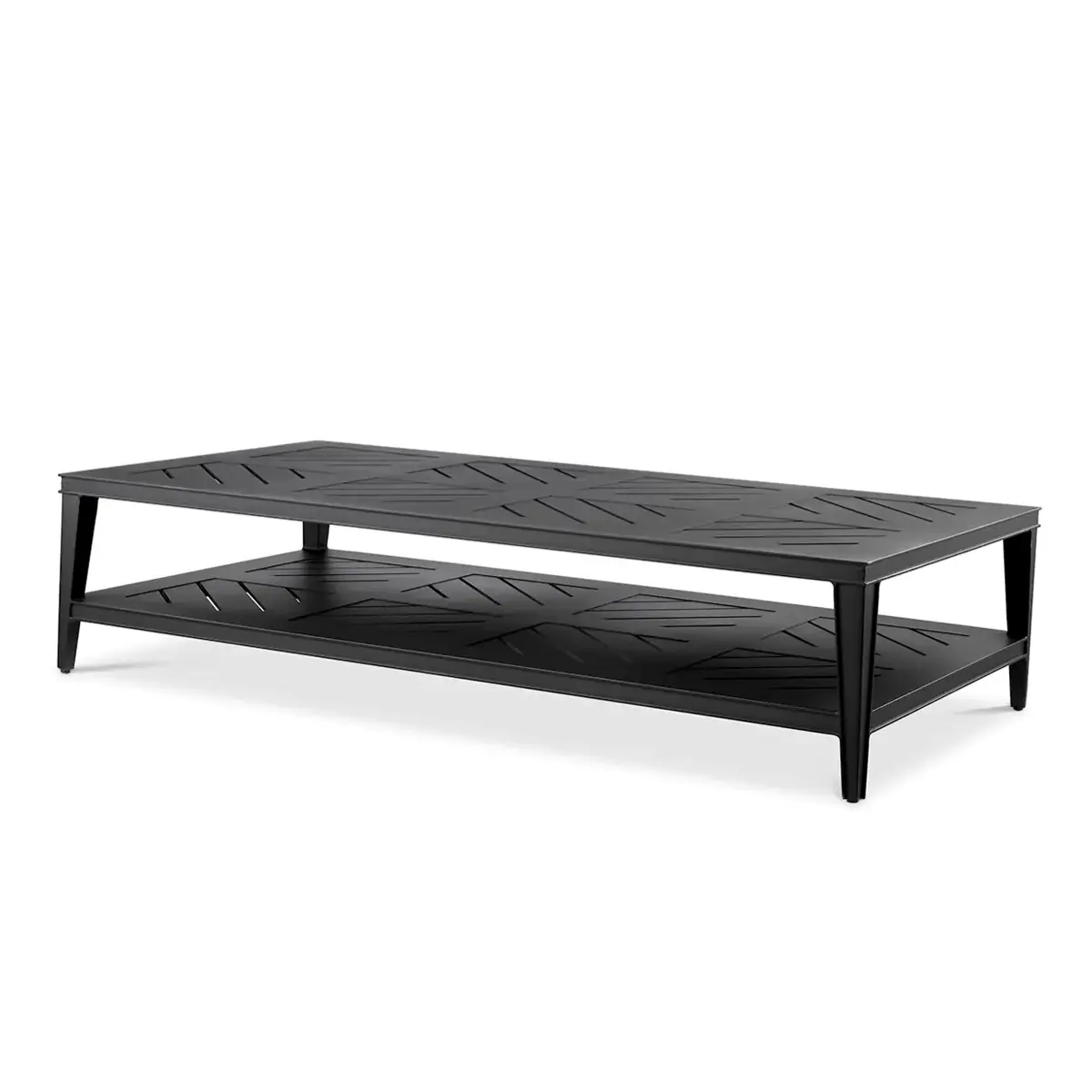 Black wooden coffee table with shelf