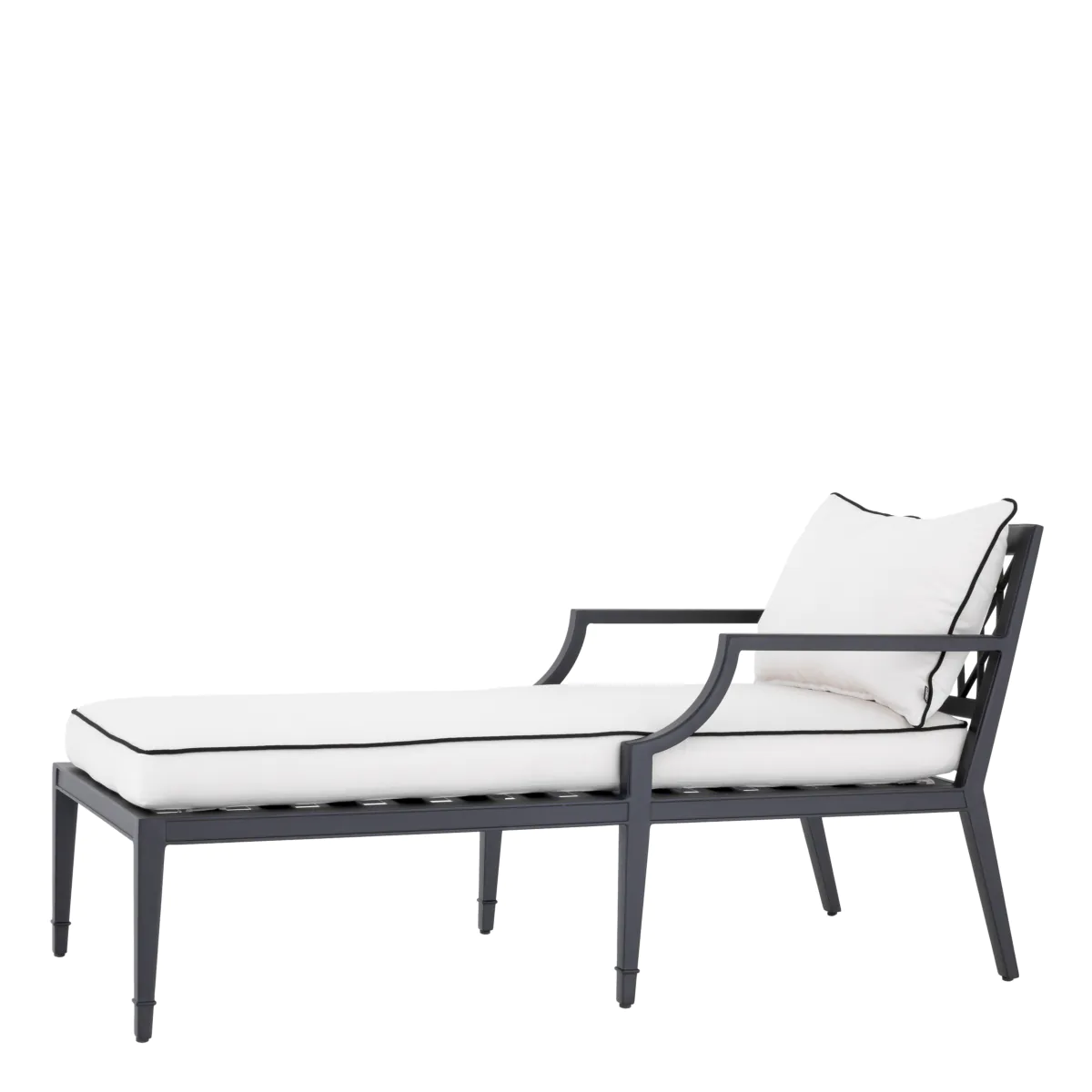 Bella Vista Chaise Longue_2 Modern outdoor chaise lounge with white cushions