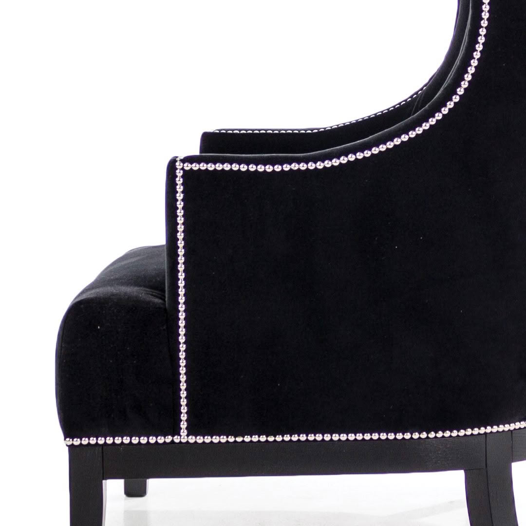 Bordeaux-Armchair_4 Elegant black velvet chair with silver stud detailing