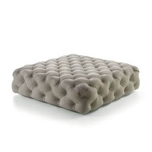 Gray tufted floor cushion isolated on white background