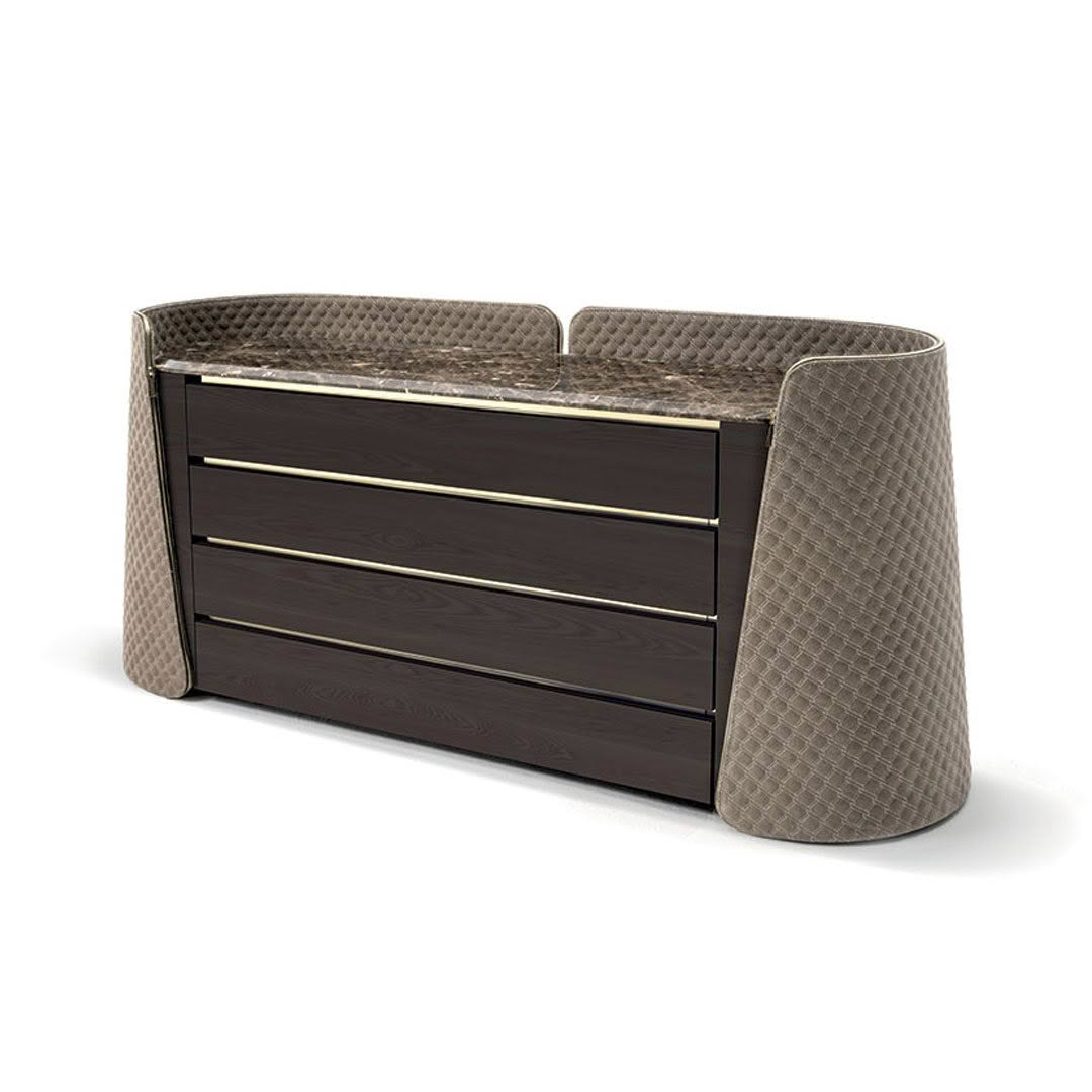 Modern textured dresser with marble top