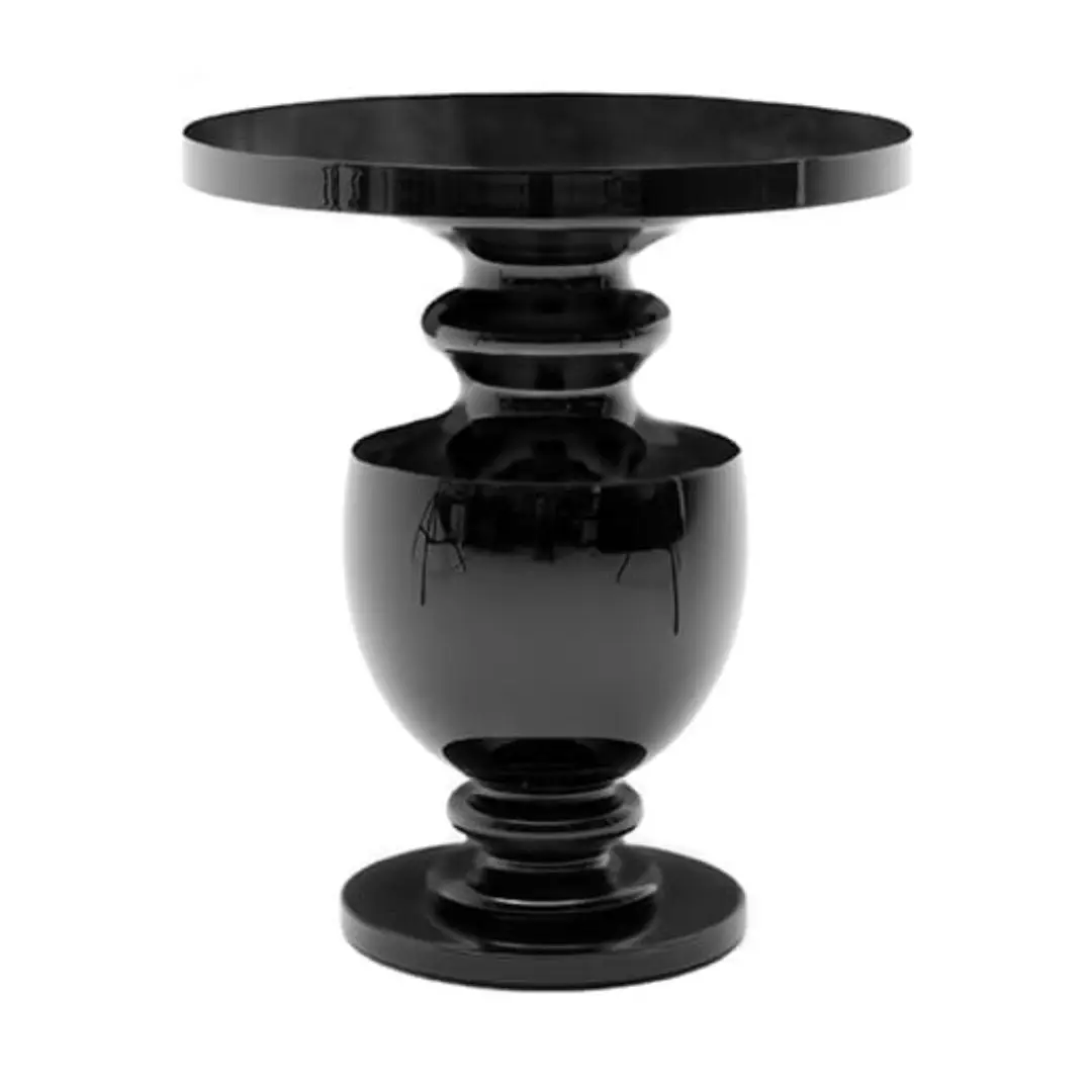 Black glossy decorative pedestal table