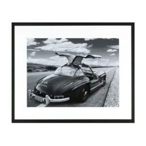 Vintage Mercedes-Benz 300SL with gullwing doors open