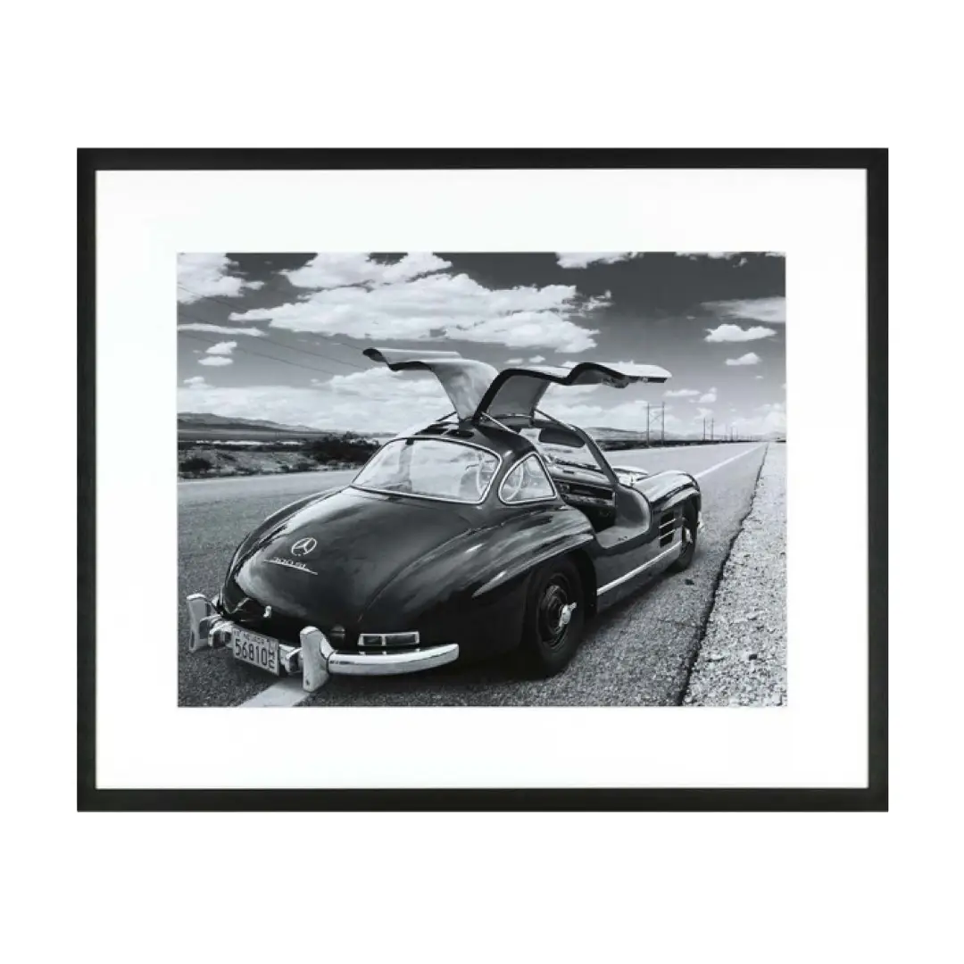 Vintage Mercedes-Benz 300SL with gullwing doors open