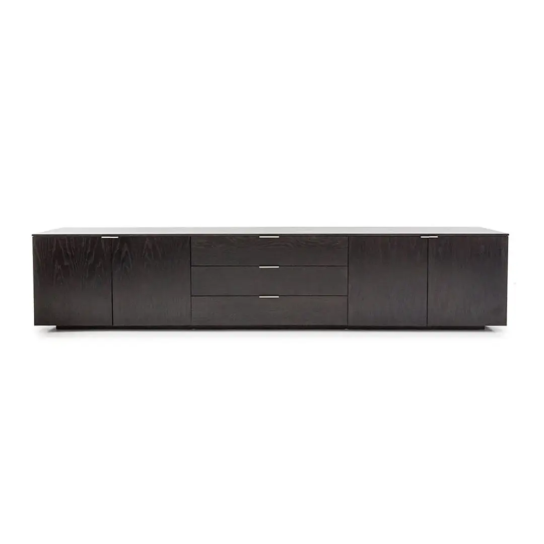 Low modern black wooden TV stand