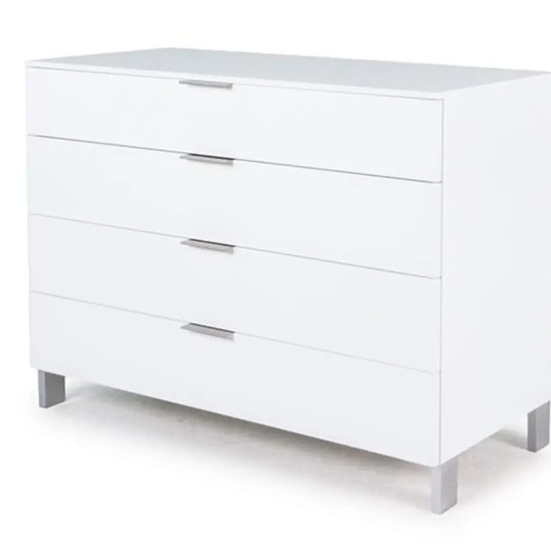 Modern white dresser with three drawers