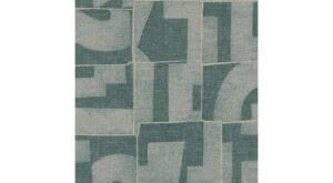 Abstract geometric pattern on textured gray carpet