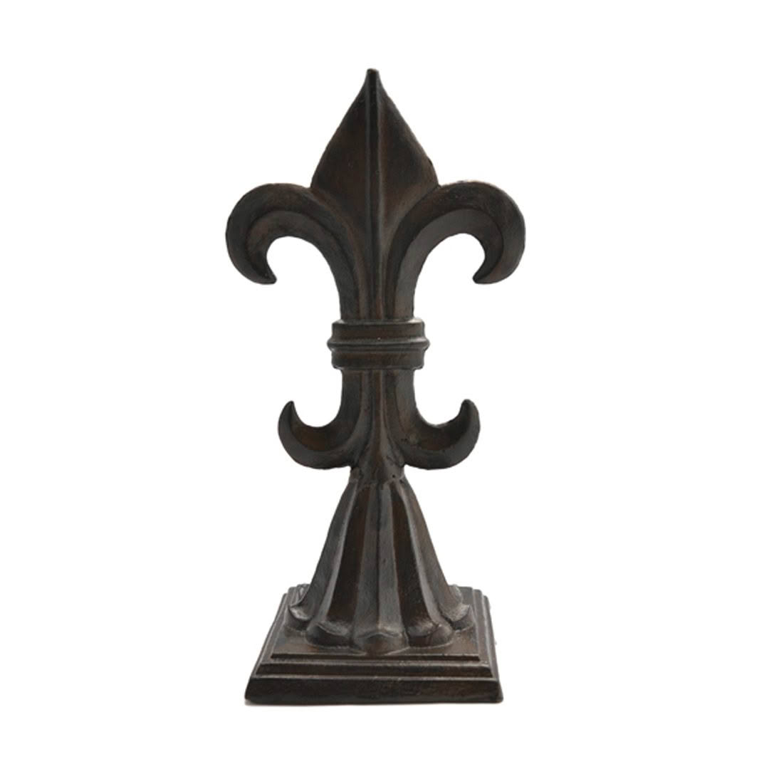Black fleur-de-lis statue on white background