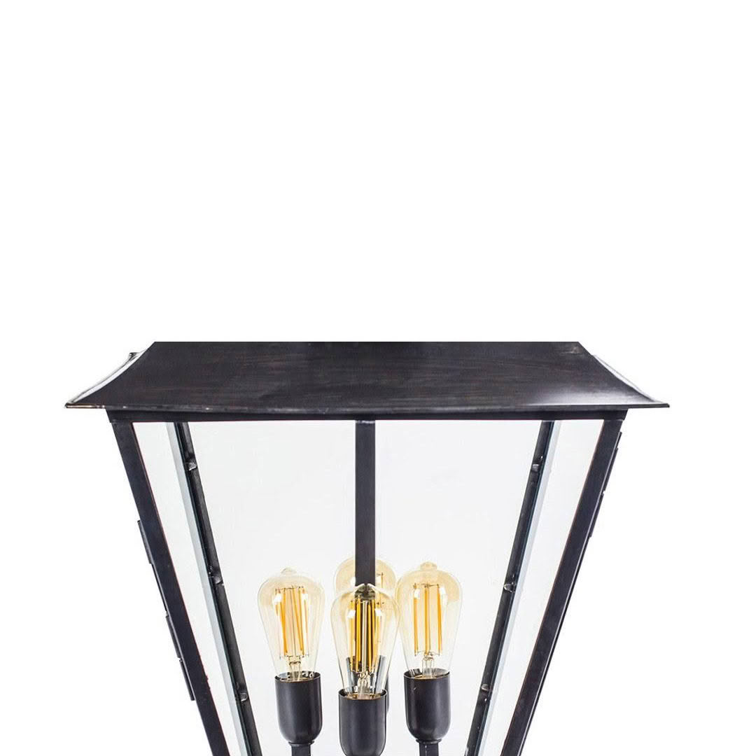 Modern black table lamp with three Edison bulbs