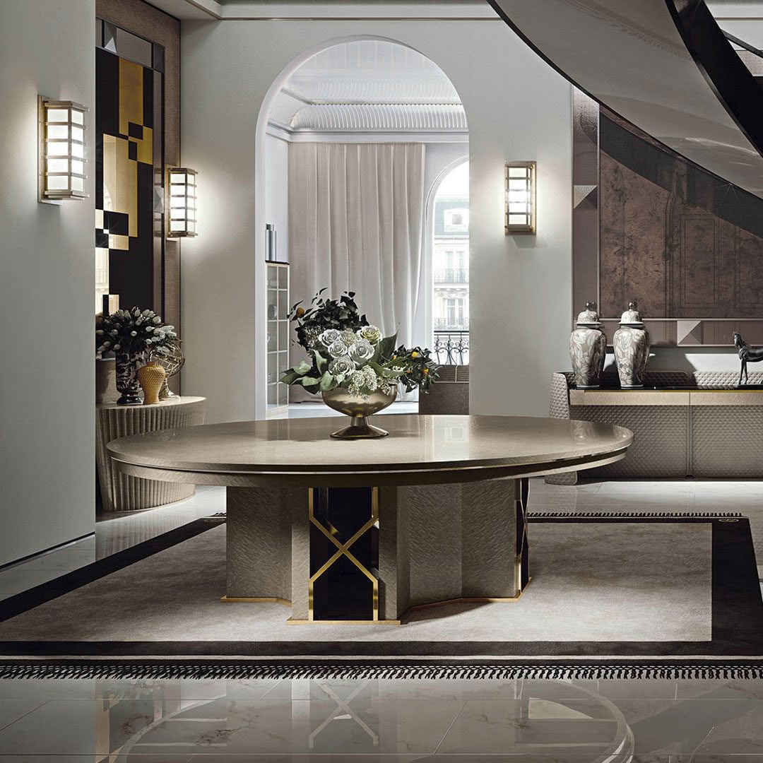 Elegant modern dining room with stylish decor and furniture