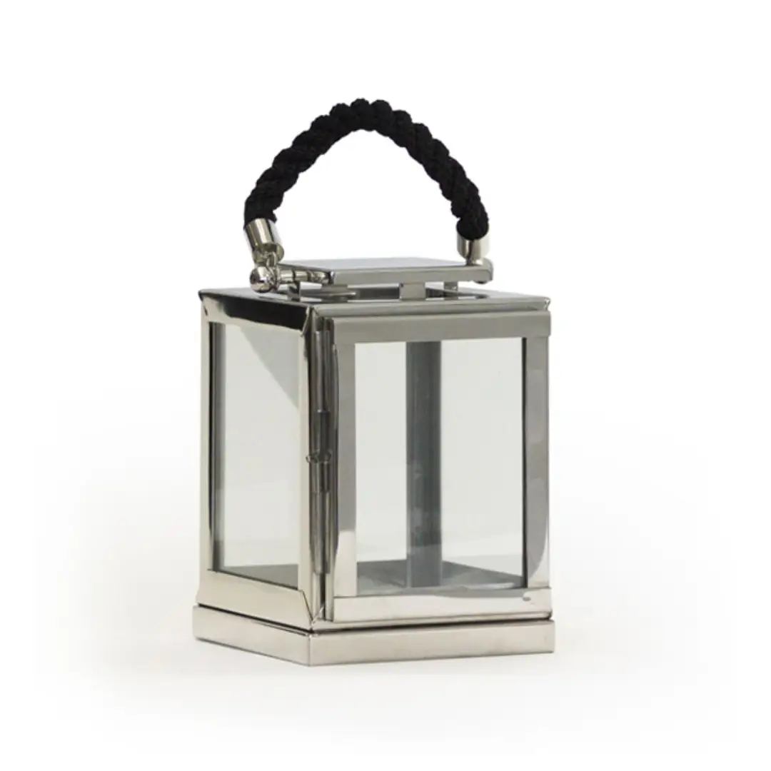 Small silver lantern with black handle