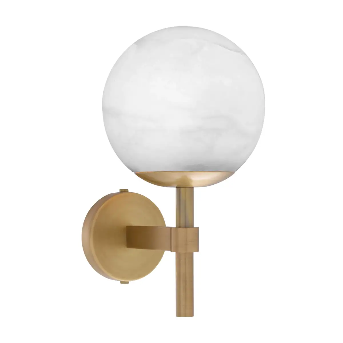 Marble sphere wall sconce with brass mount