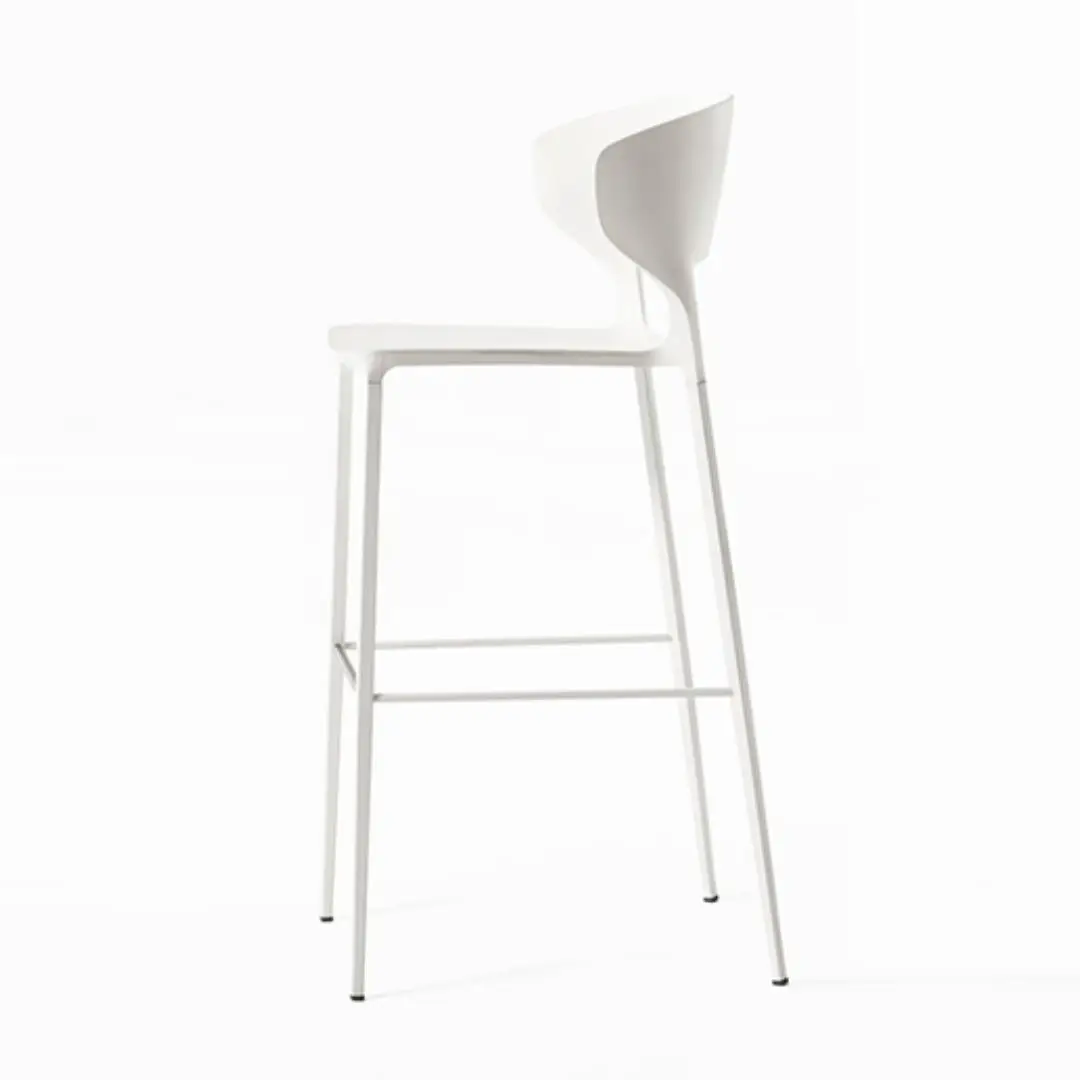Modern white high stool on white background