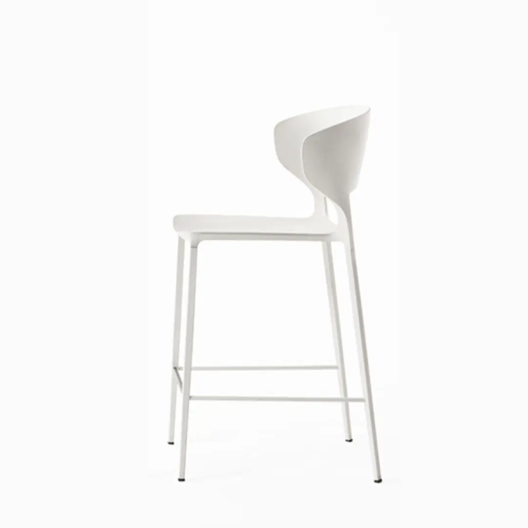 KOKI_3 Modern white high bar stool on white background