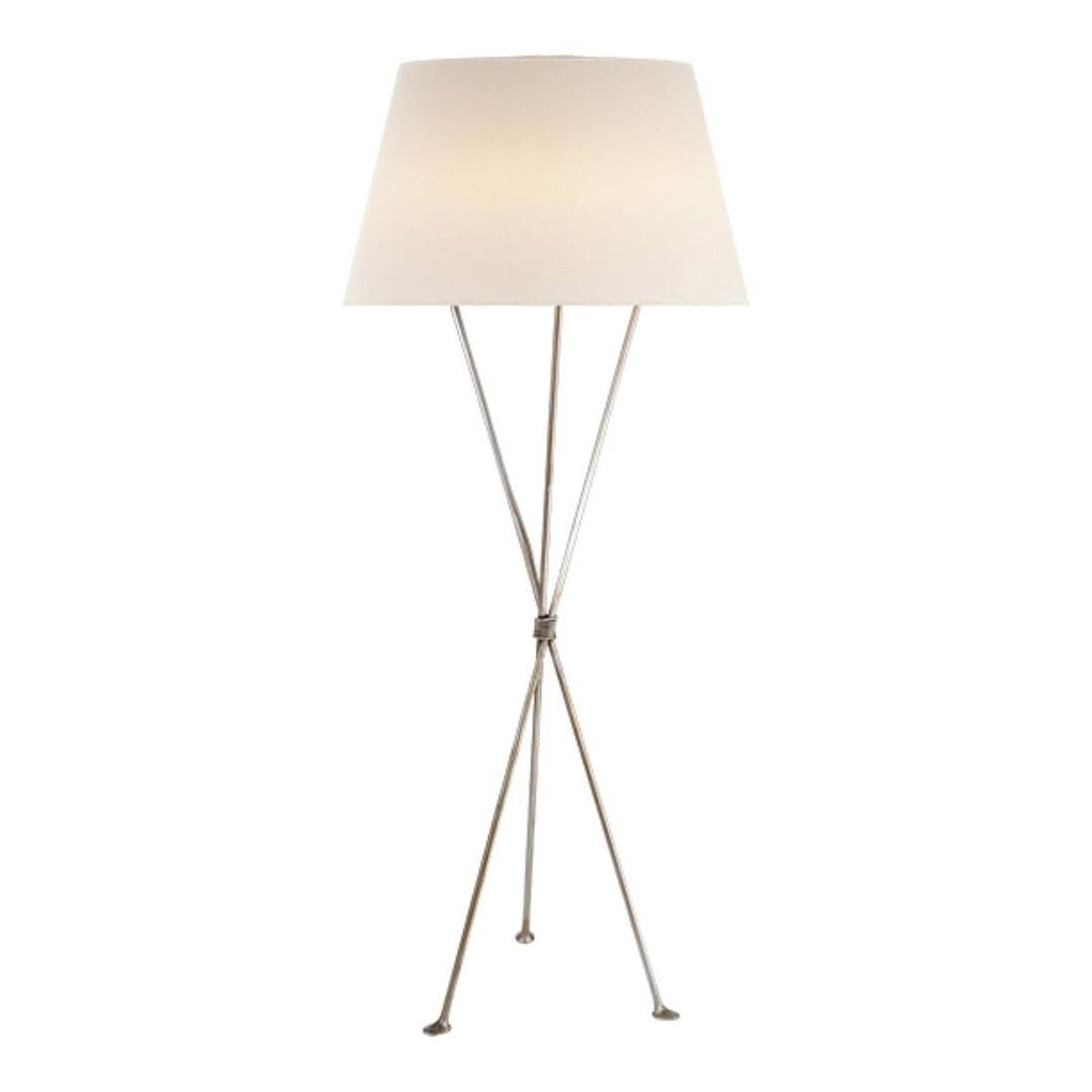 Modern tripod floor lamp with beige lampshade