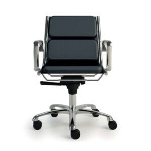 Modern black office chair with chrome base