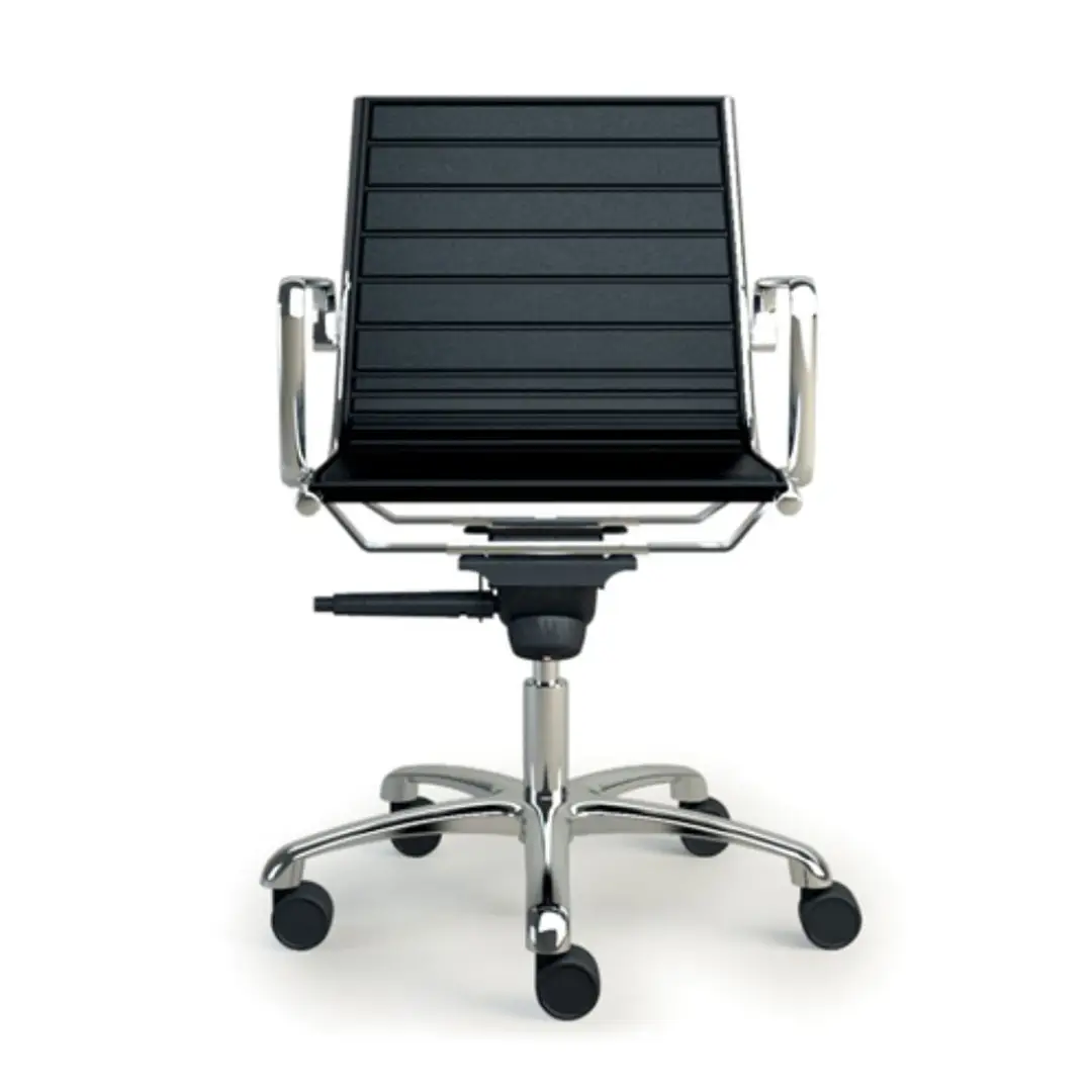Modern black office chair with chrome base