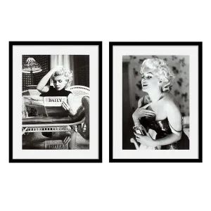 MARILYN MONROE PRINTS-DECOR SET OF 2 - BLACK FRAME - WIZ011