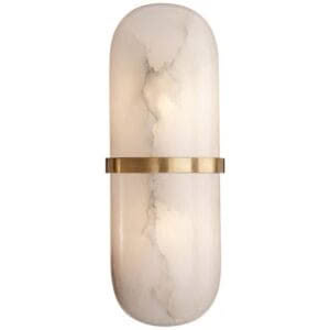 MELANGE PILL FORM SCONCE - ANTIQUE-BURNISHED BRASS WITH ALABASTER