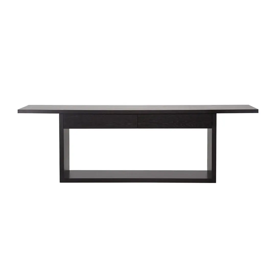 Modern black wooden coffee table, isolated on white