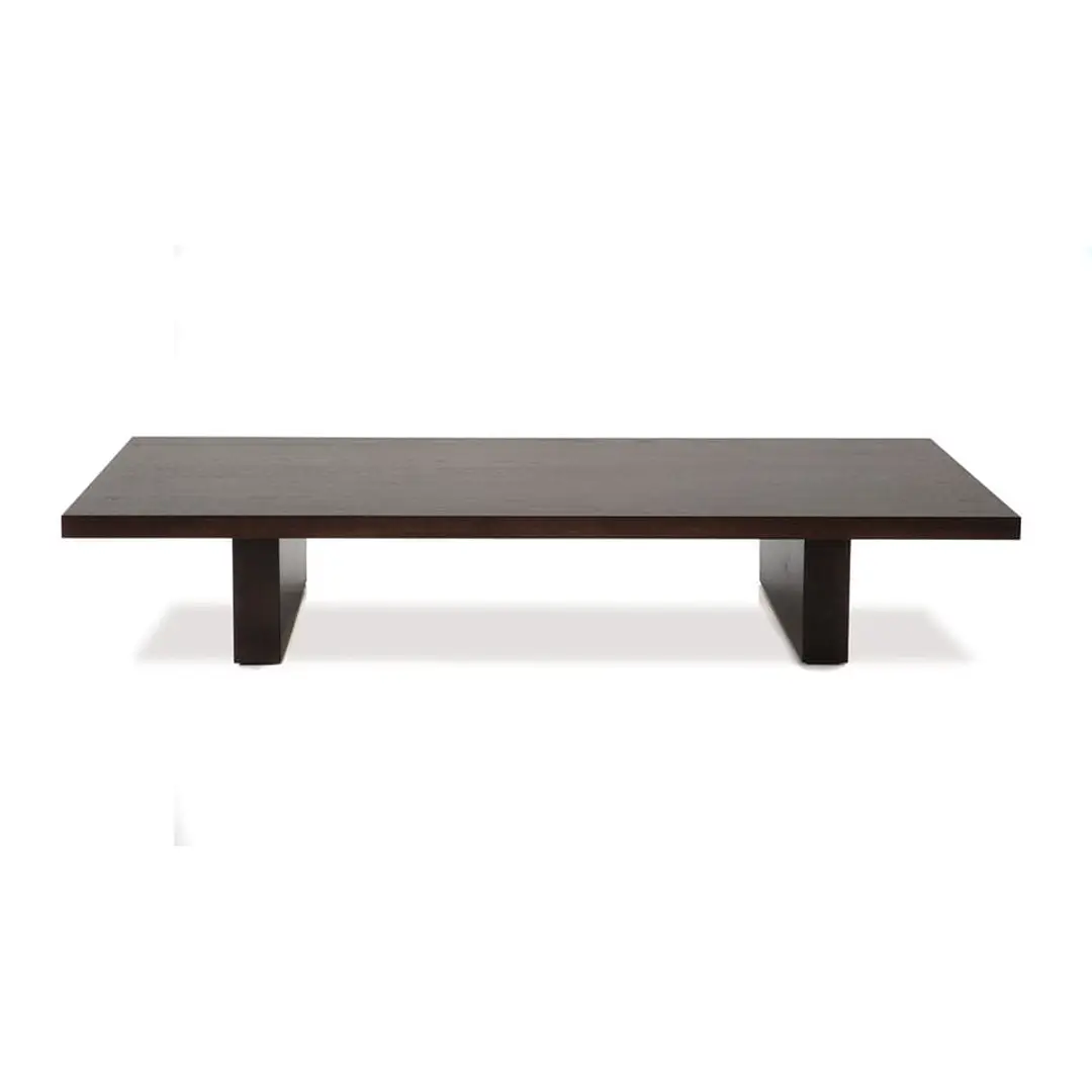 Low-profile dark wood coffee table