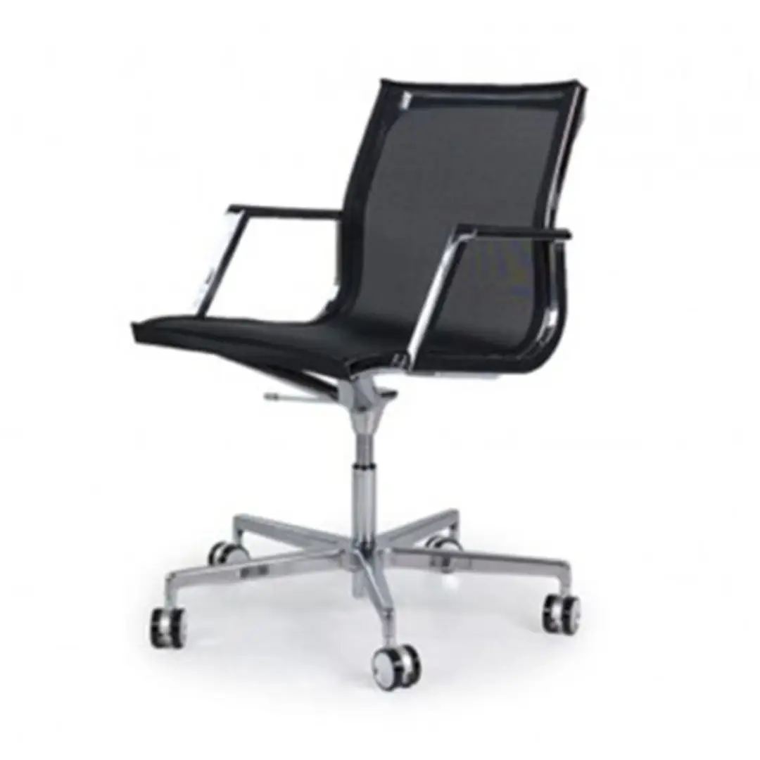 Modern black mesh office chair with chrome base