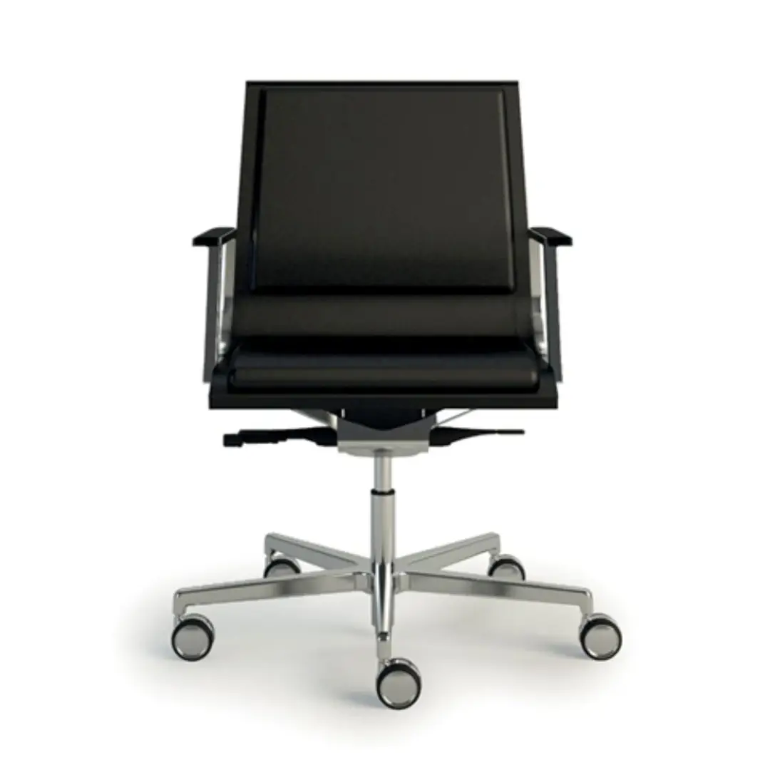 Modern black office chair with chrome base