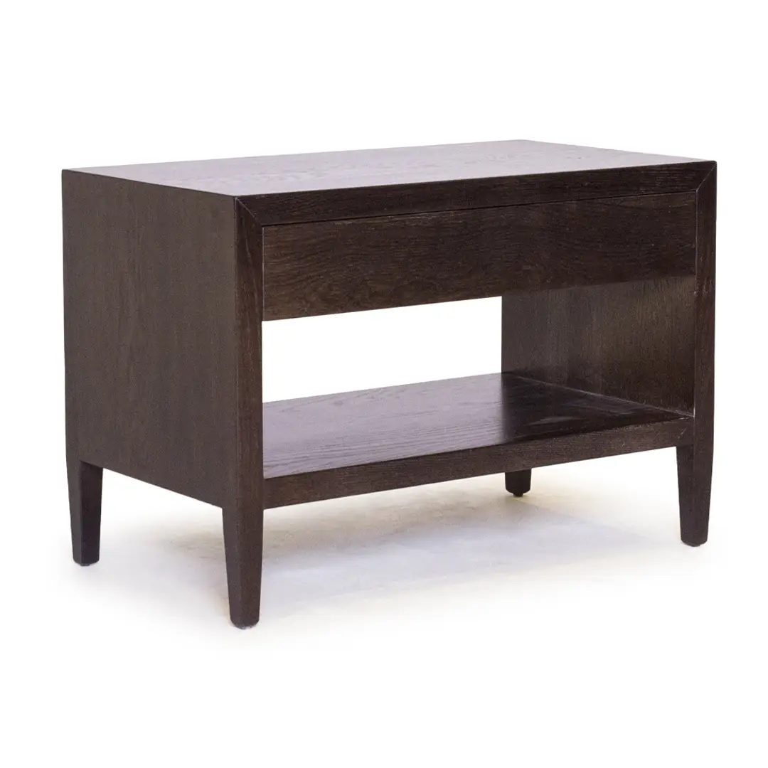 Dark brown wooden coffee table with shelf