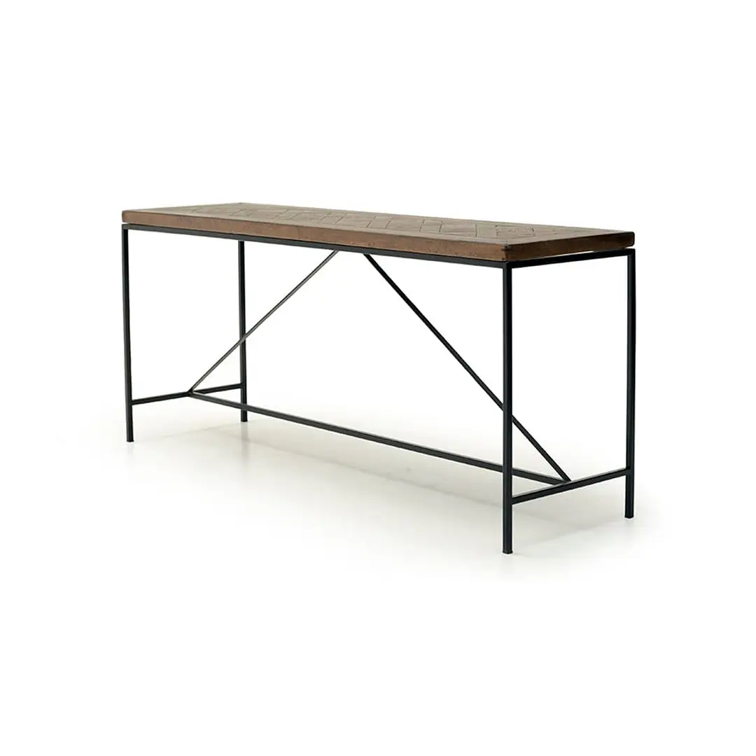 Modern wooden and metal rectangular console table