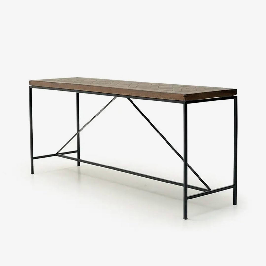 Modern wooden and metal rectangular console table