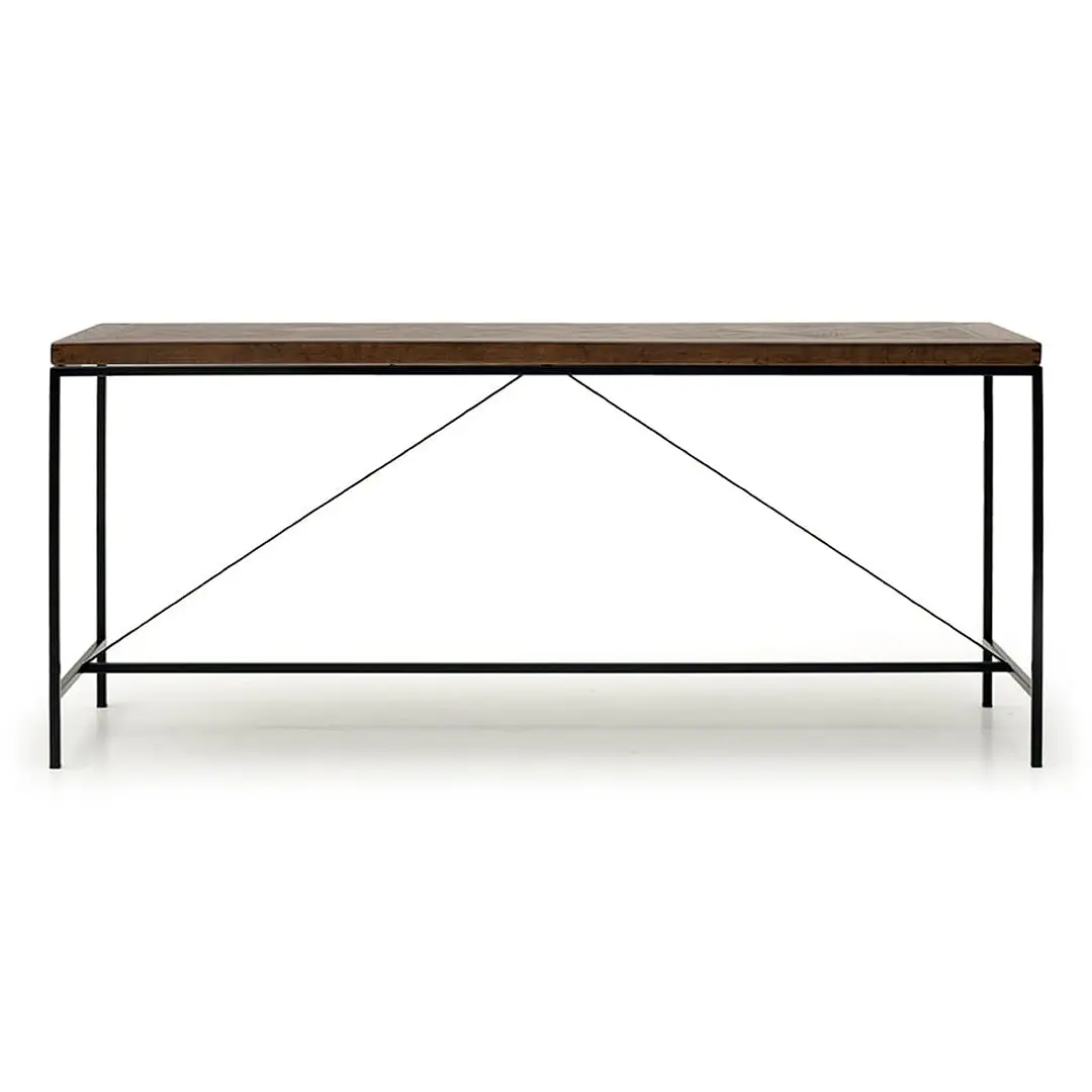 Modern rectangular wood and metal frame table