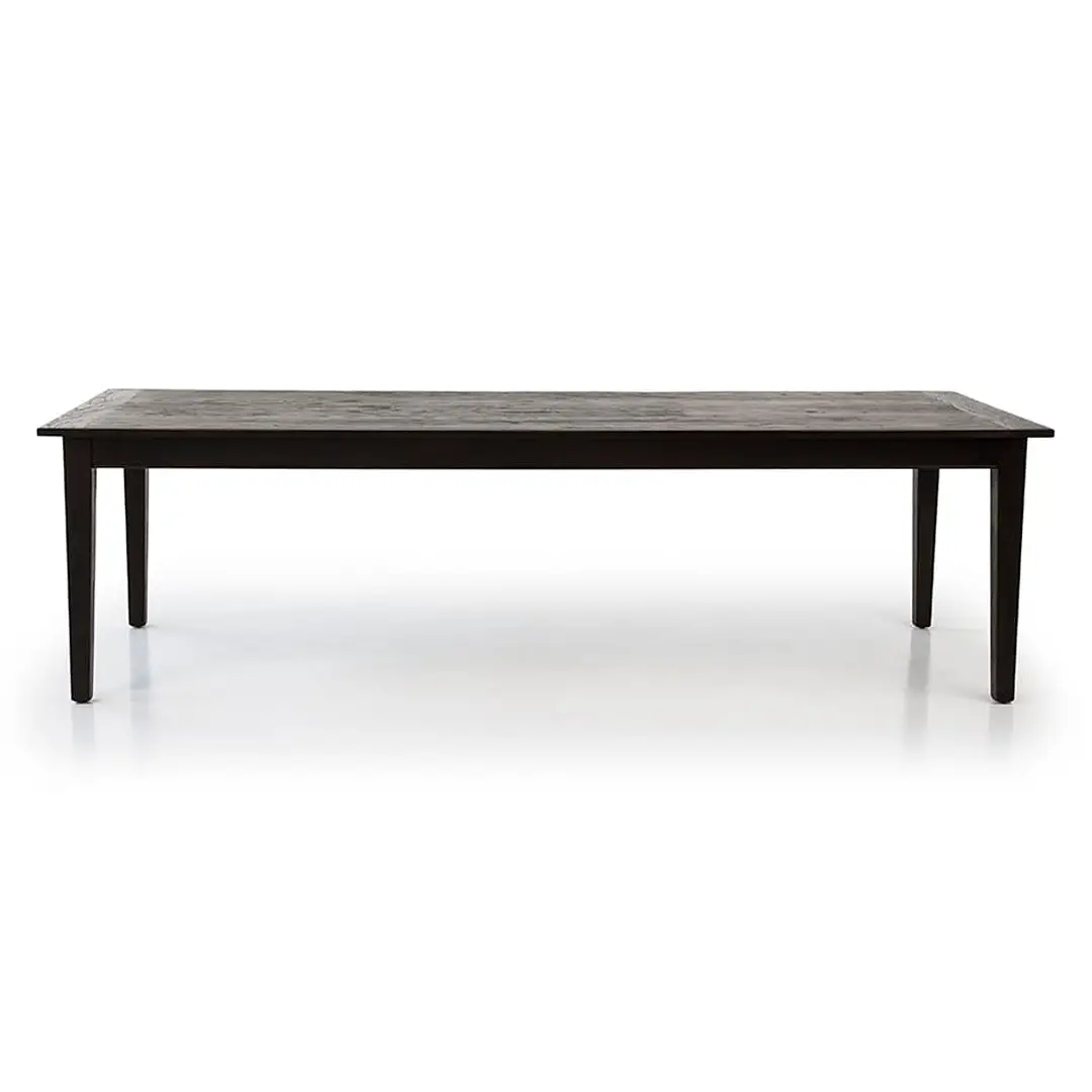 Dark wooden rectangular dining table on white background
