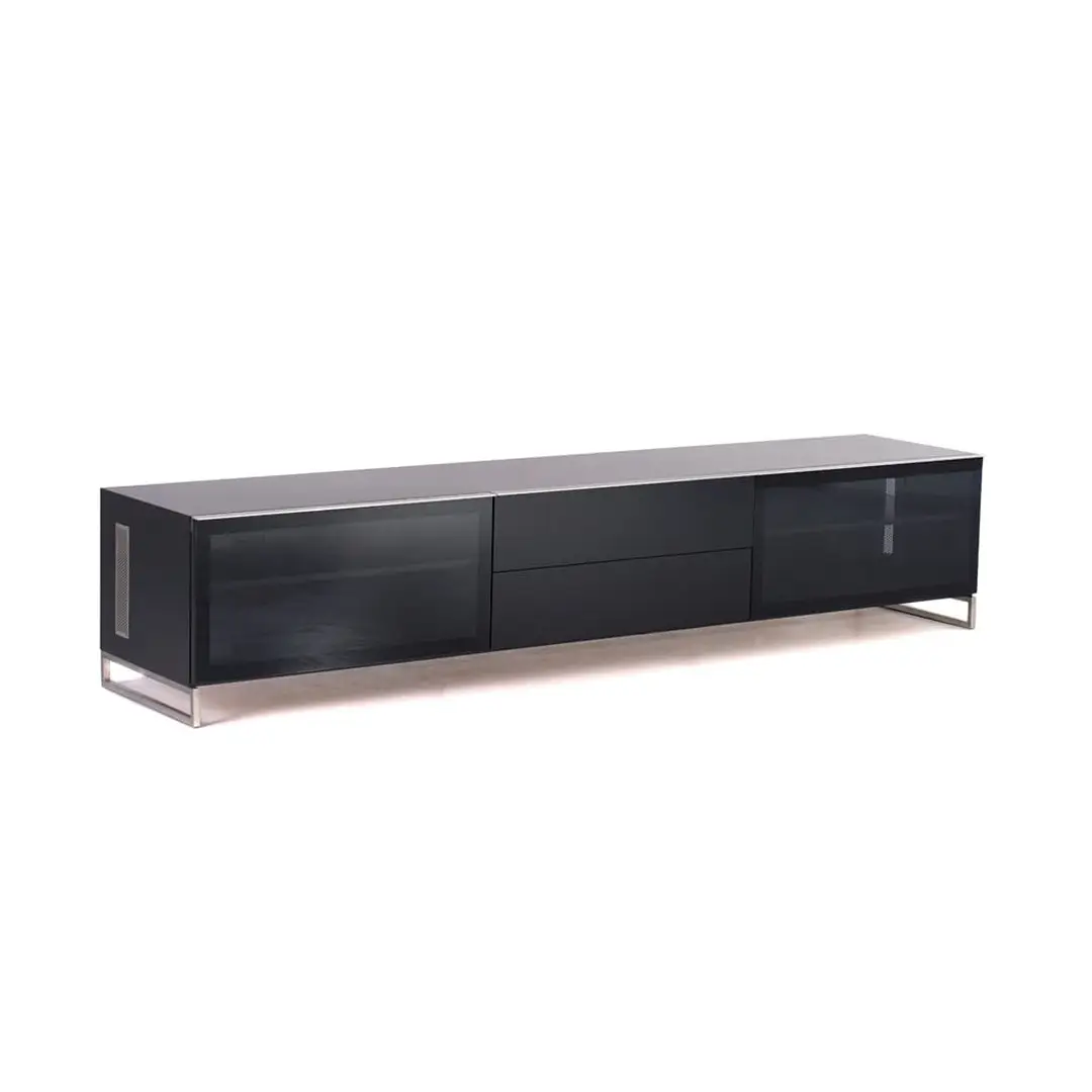 Modern black low-profile media console isolated on white