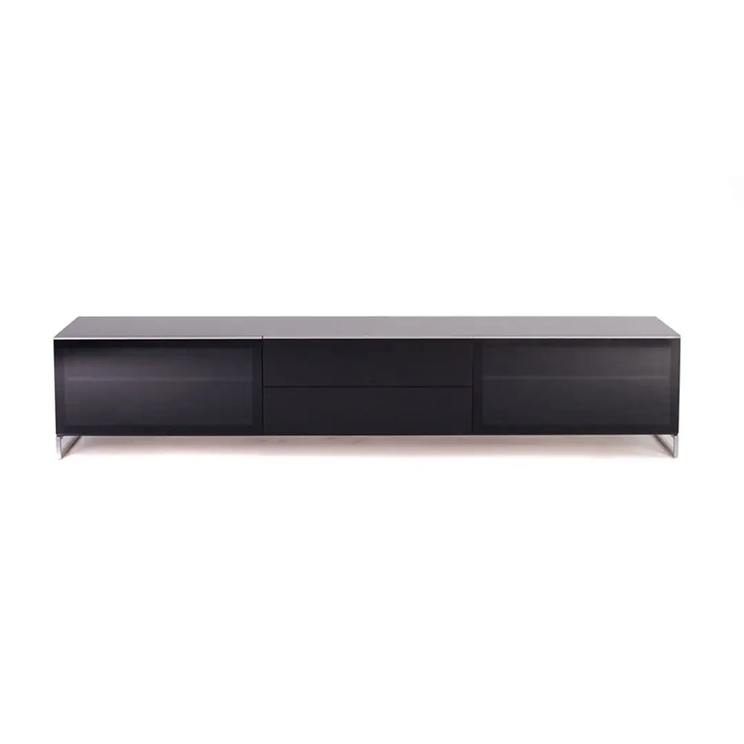 Modern black low-profile media console isolated on white