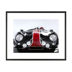 Vintage black and red race car front view