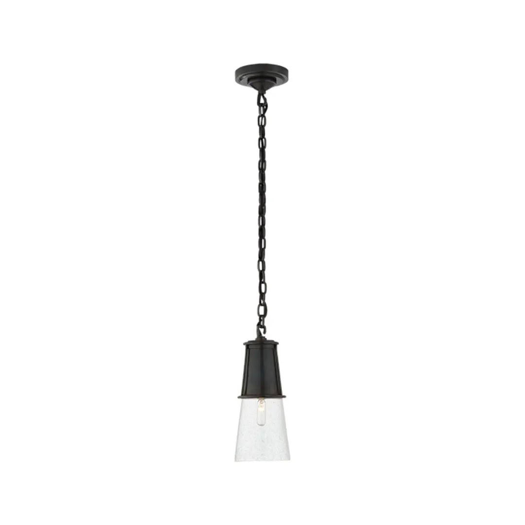 Industrial pendant light with chain and clear shade