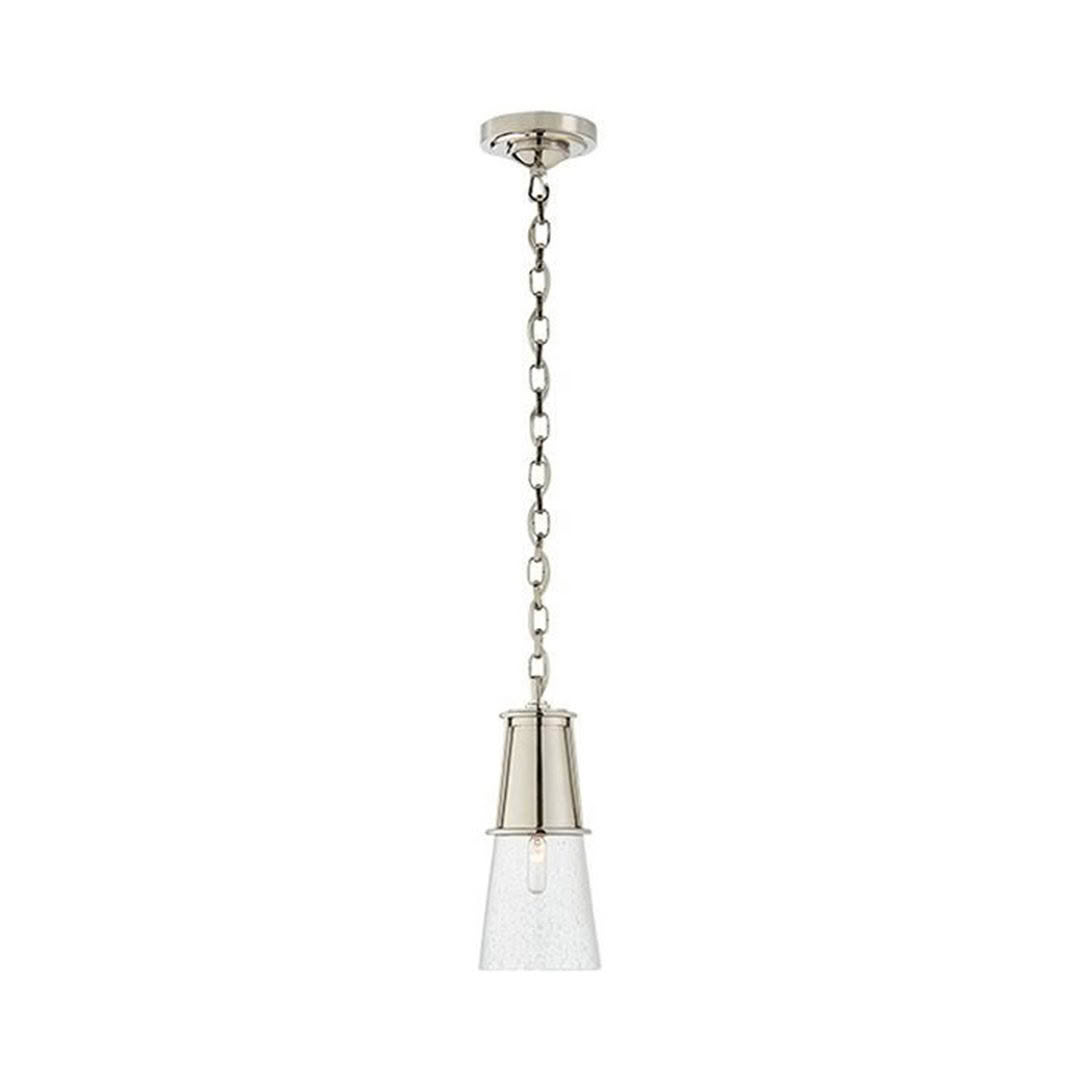 Modern pendant light with chain and frosted glass shade