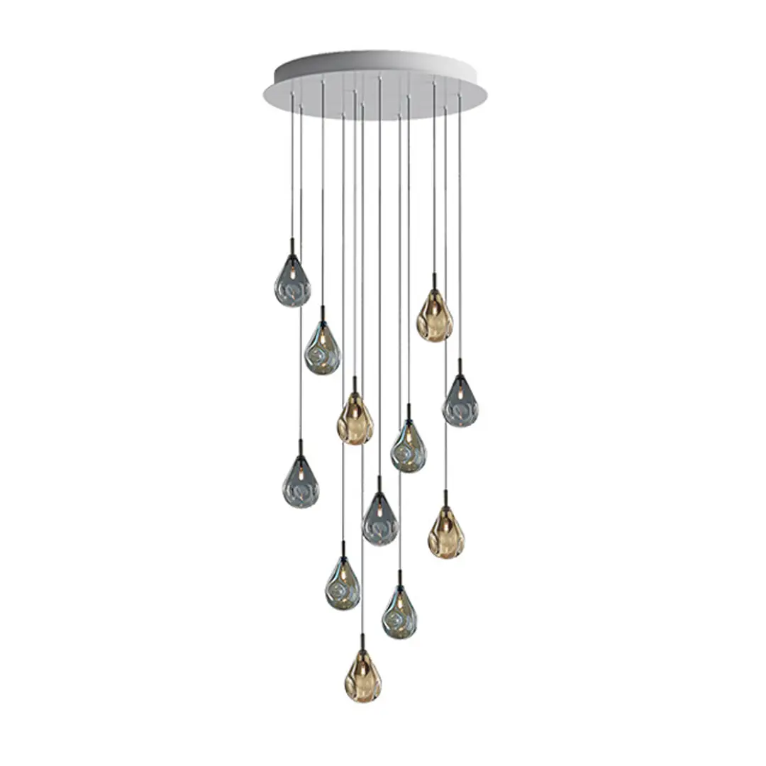 Modern pendant light with teardrop glass shades