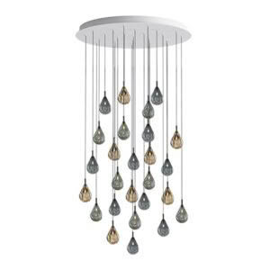 Modern ceiling light with multiple hanging teardrop pendants
